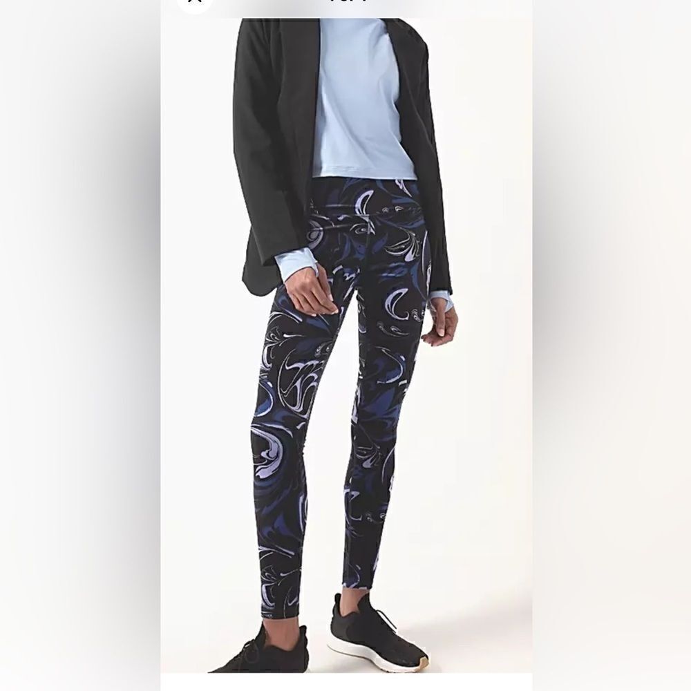 Athleta Women's Elation Velvet Tight Small Color Agate Paisley Black - Picture 4 of 11